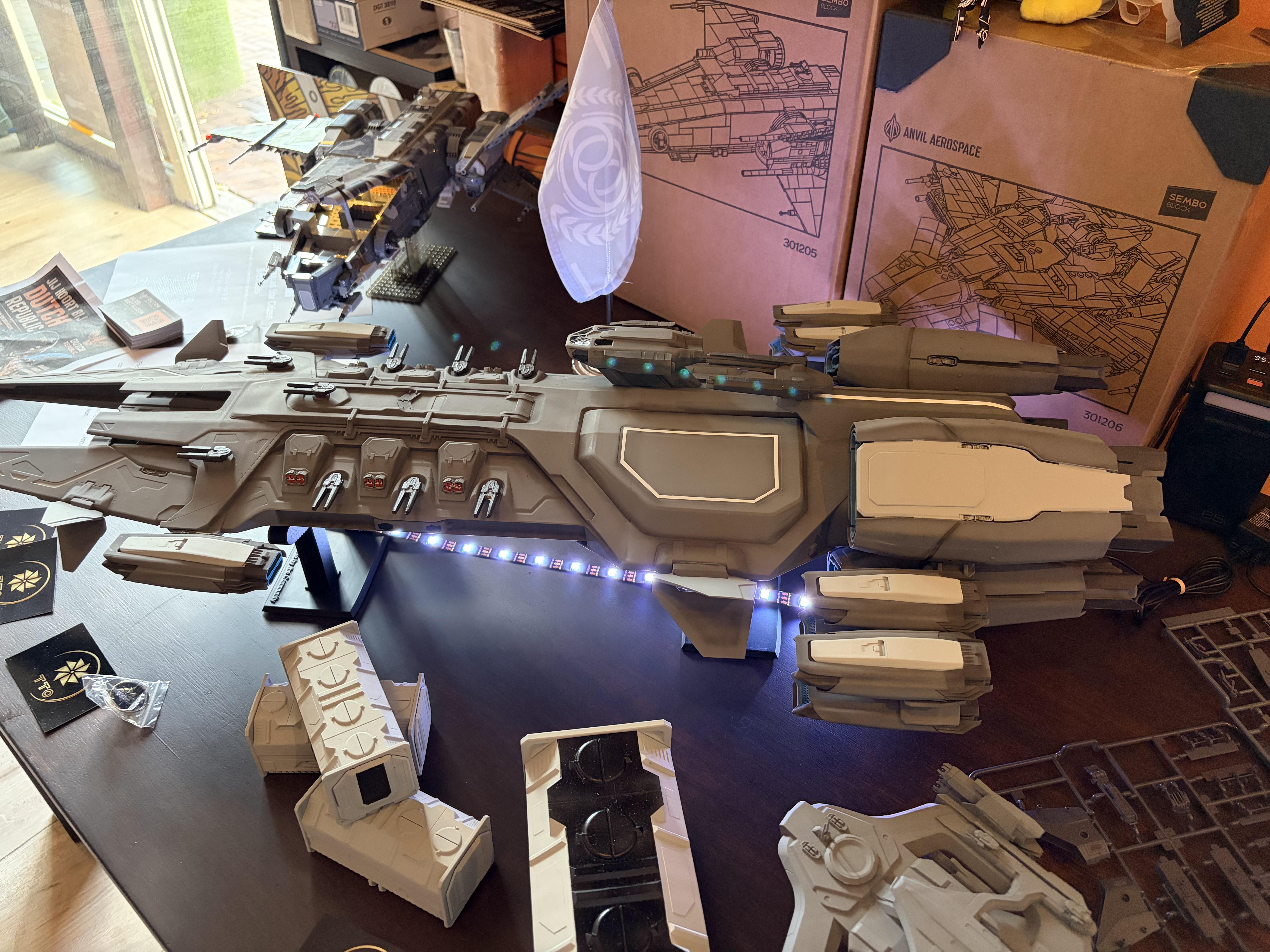 a Javelin and a Corsair replica from Star Citizen