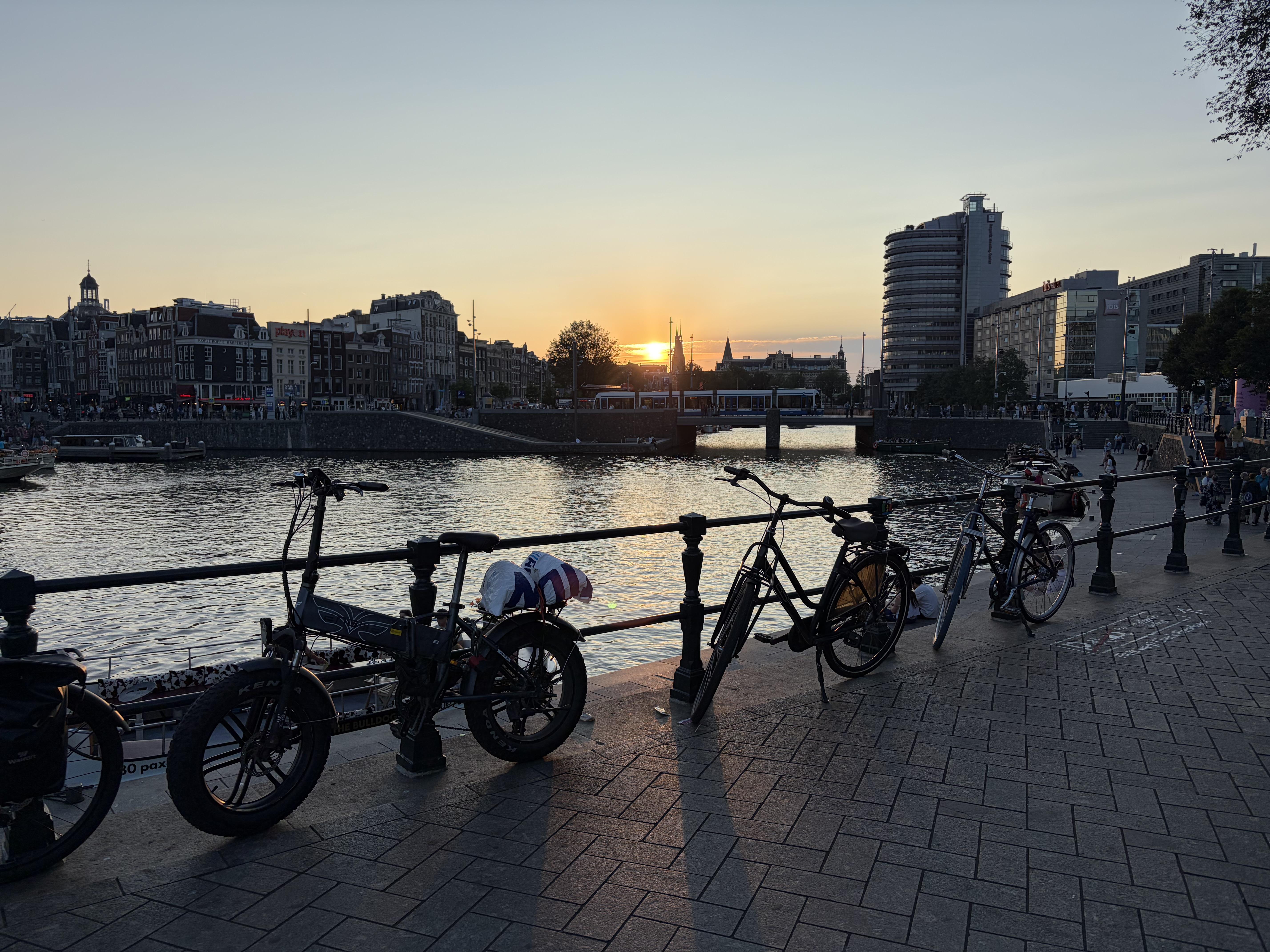 a view of the sunset from Amsterdam Central